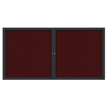 United Visual Products 72"x36" 3-Door Enclosed Outdoor Letterboard, Burgundy/Black UV1163D-BLACK-BURGUN